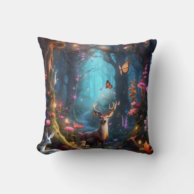 The Enchanted Forest a Mystical Oasis Throw Pillow (Front)