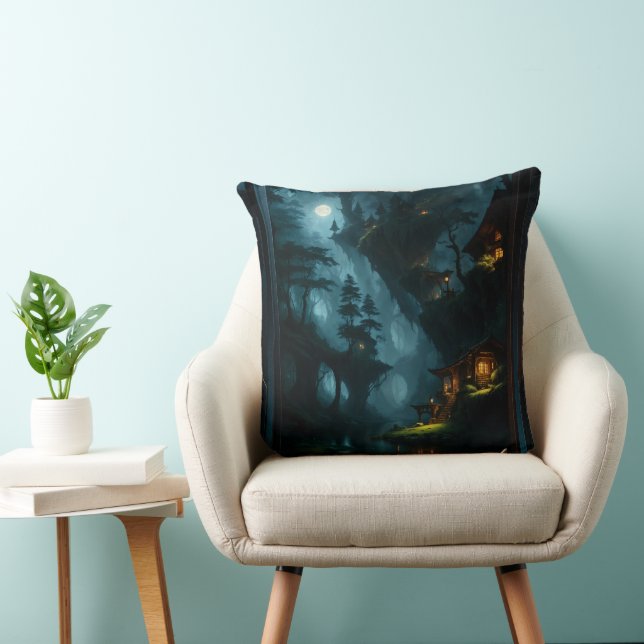 The Enchanted Forest Of Coi by Xzendor7 Throw Pillow (Chair)