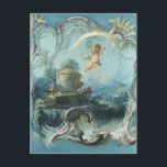 The Enchanted Home by Francois Boucher Postcard<br><div class="desc">This Rococo pastorale masterpiece titled,  The Enchanted Home A Pastoral Landscape Surmounted by Cupid was made by Francois Boucher  using the oil on canvas technique.</div>