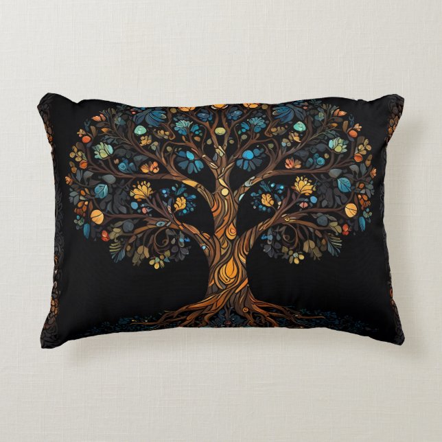 The Enchanted Mosaic Tree Accent Pillow (Front)