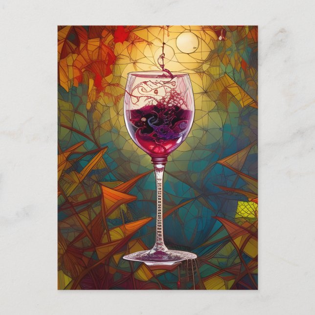 The Enchanted Pour Wine Art Postcard (Front)