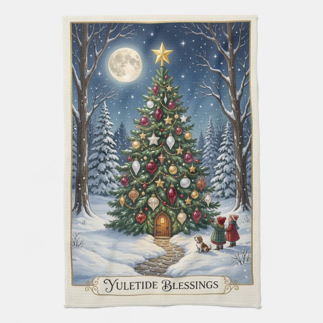 The Enchanted Solstice Tree Kitchen Towel (Vertical)