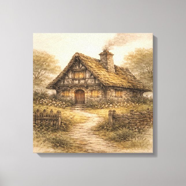 The Enchanted Storybook Cottage Canvas Print (Front)