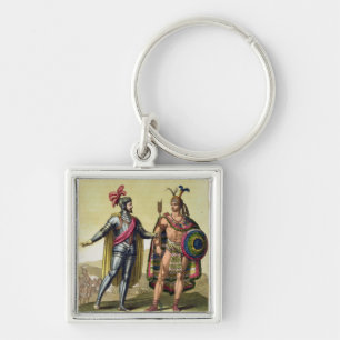 The Encounter between Hernando Cortes (1485-1547) Keychain