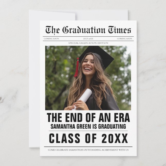 The End of an Era Graduation Newspaper Invitation (Front)