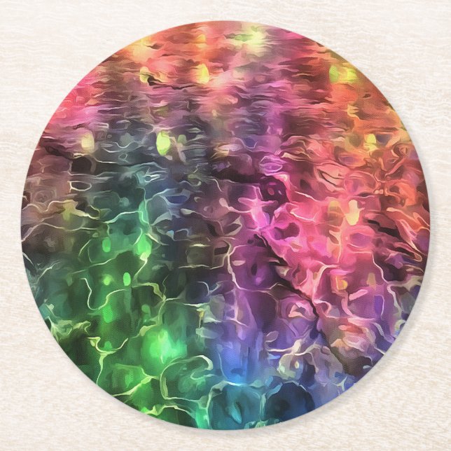 The End Of The Rainbow Bizarre Abstract Art Round Paper Coaster (Front)