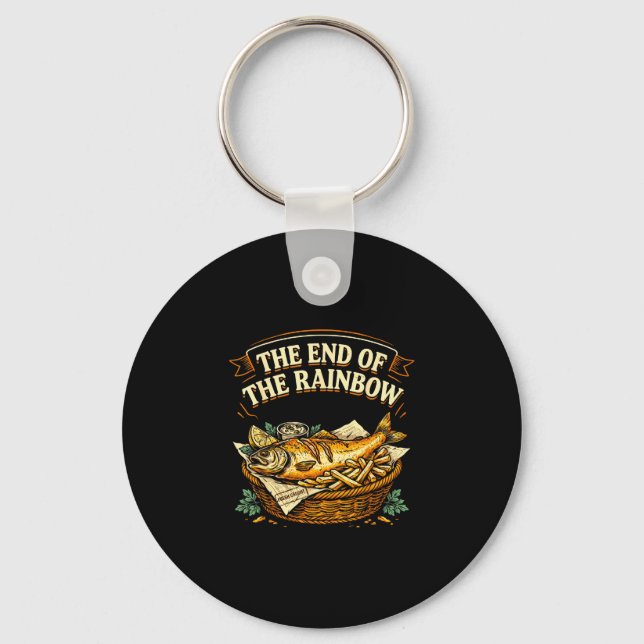 The end of the rainbow funny fish and chips keychain (Front)