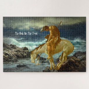 THE END OF THE TRAIL  SERVING TRAY JIGSAW PUZZLE