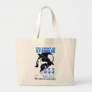 The Enemy Is Syphilis Large Tote Bag
