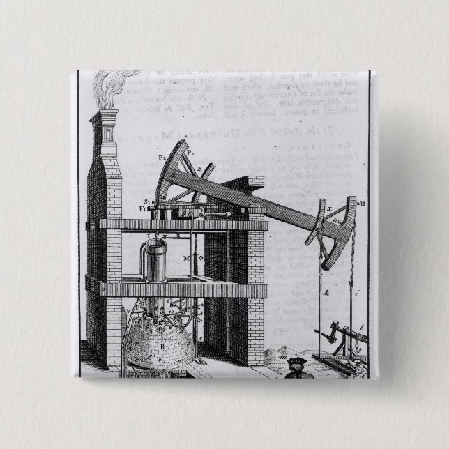 The Engine to Raise Water by Fire 2 Inch Square Button (Front)