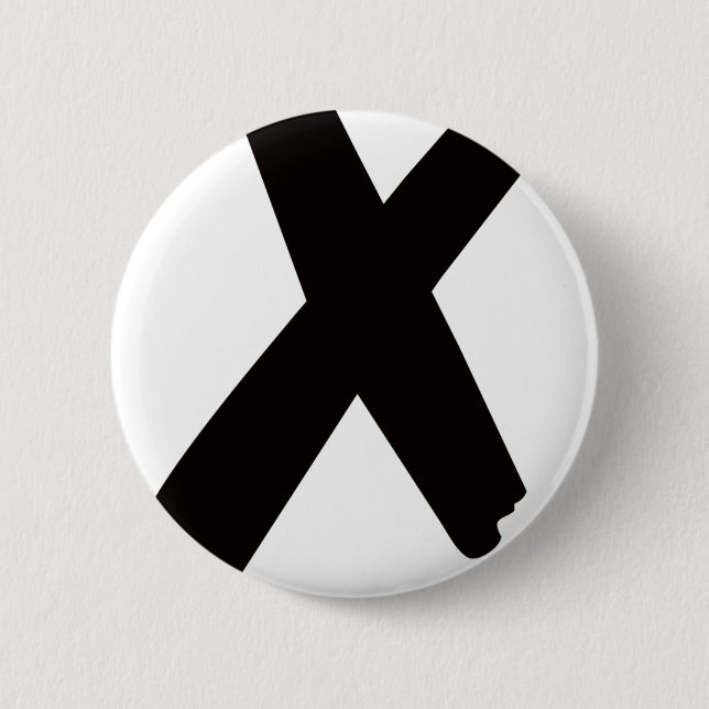 The English American Letter "X" 2 Inch Round Button (Front)