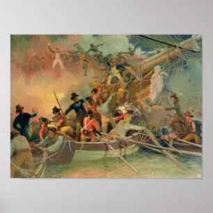 The English navy conquering a French ship Poster