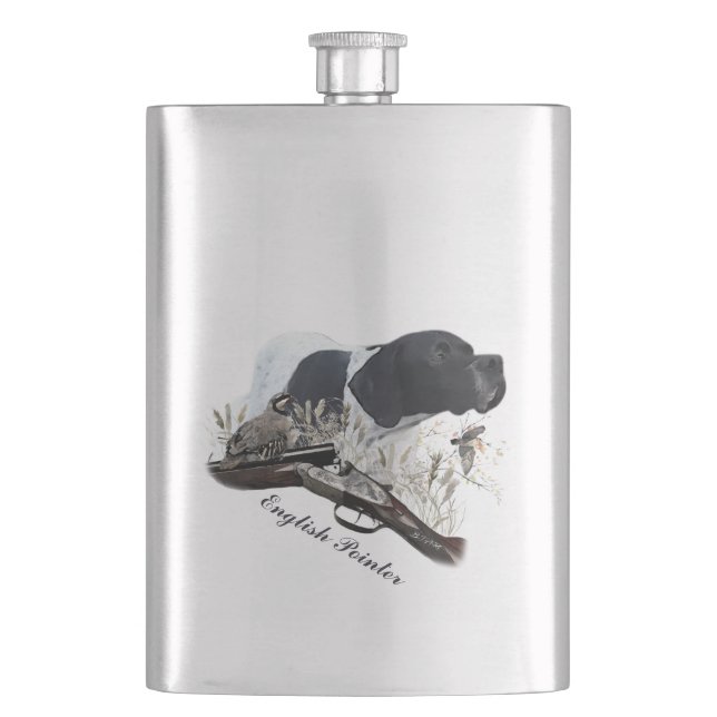 The English Pointer Hip Flask (Front)
