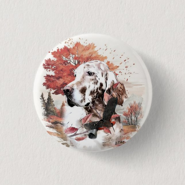 The English Setter,  Passion Hunting 1 Inch Round Button (Front)