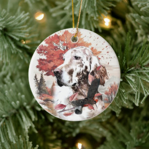 The English Setter,  Passion Hunting Ceramic Ornament