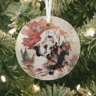 The English Setter,  Passion Hunting Glass Ornament