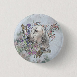 The English Setter Portrait  , art  1 Inch Round Button