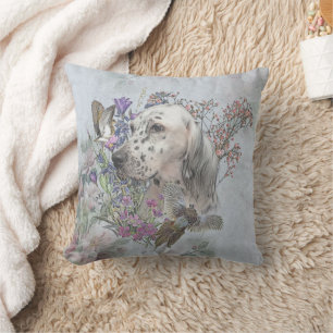 The English Setter Portrait  , art   Throw Pillow