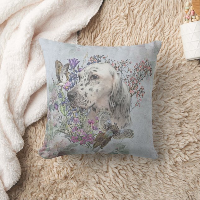 The English Setter Portrait  , art   Throw Pillow (Blanket)