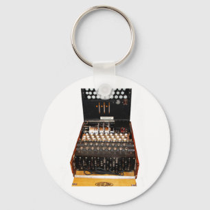 The enigma machine, vintage military messaging keychain