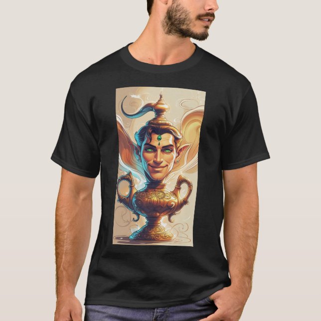  The Enigmatic Genie and His Ornate Lamp T-Shirt (Front)