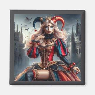 "The Enigmatic Jester Queen – Magnet Art"