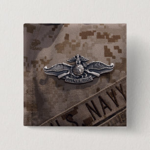 The Enlisted Fleet Marine Force Warfare 2 Inch Square Button