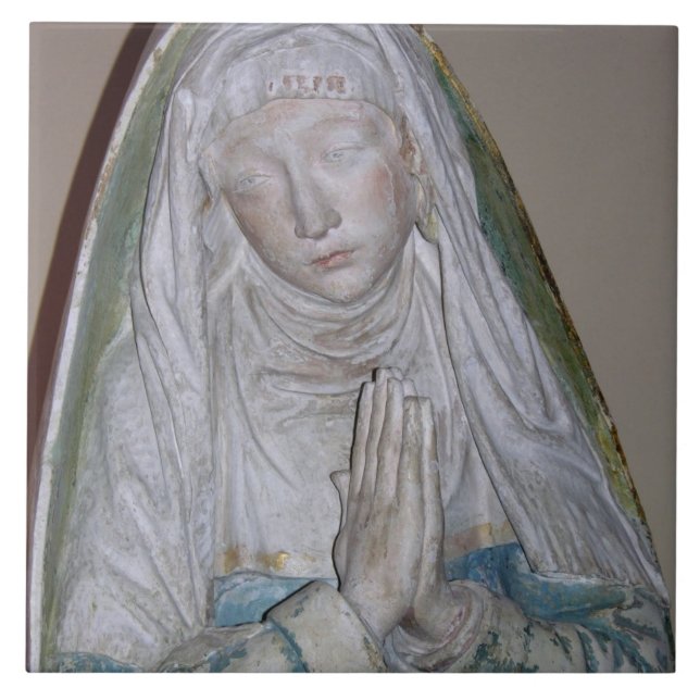 The Entombment, detail of a female saint praying, Tile (Front)
