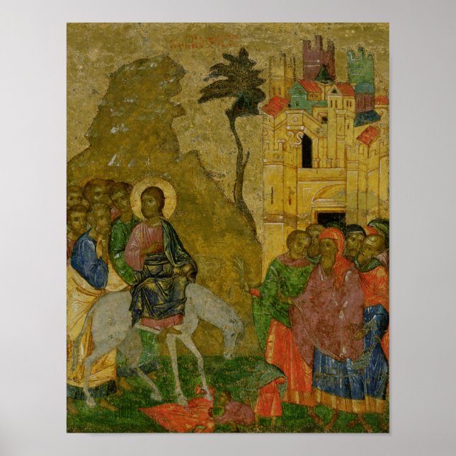The Entry into Jerusalem, Russian icon Poster (Front)