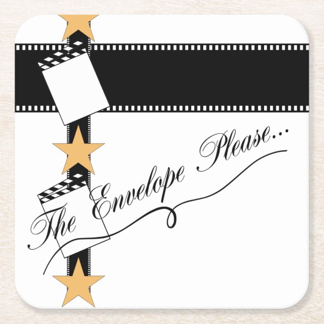 “The Envelope Please” Oscar Party Square Paper Coa Square Paper Coaster (Front)