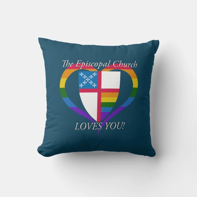 The Episcopal Church Loves You LGBTQ PRIDE Throw Pillow (Front)