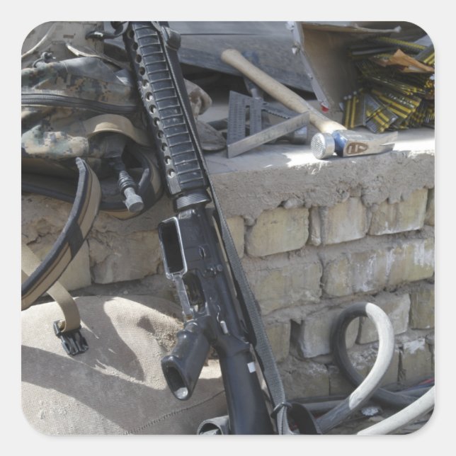 The equipment of a Marine Square Sticker (Front)