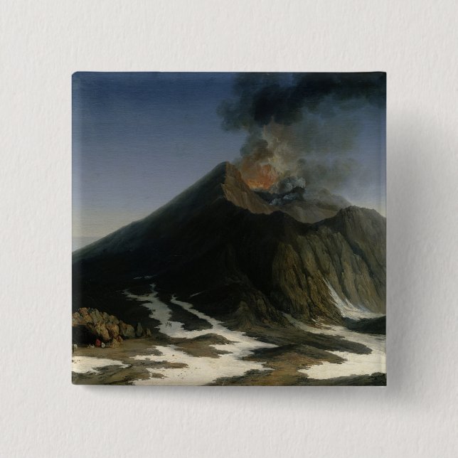 The Eruption of Etna 2 Inch Square Button (Front)