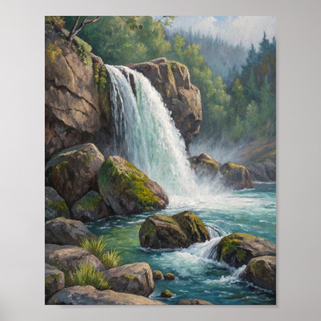 The Eternal Descent: A Sun-Drenched Cascade Amidst Poster (Front)