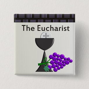 The Eucharist Chalice and Grapes Design 2 Inch Square Button
