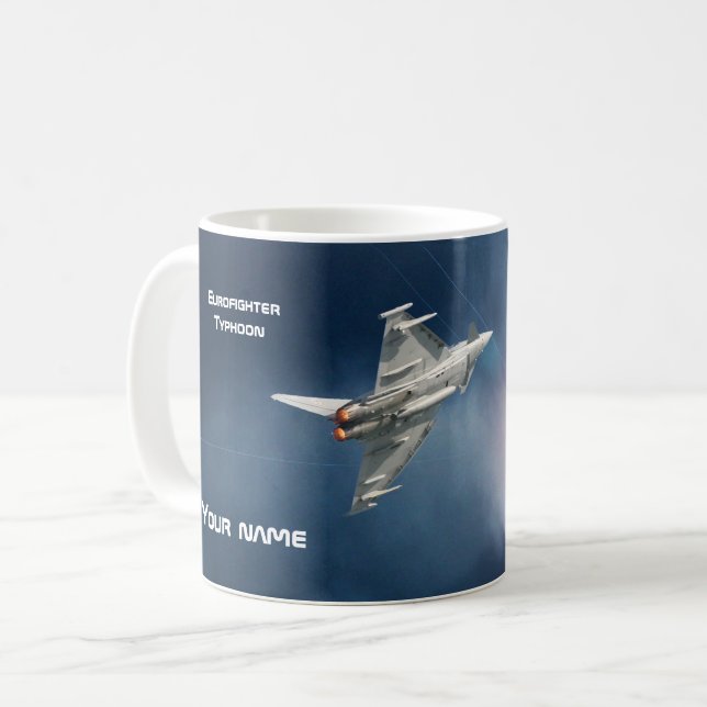 The Eurofighter Typhoon, dark sky, your name Coffee Mug (Front Left)
