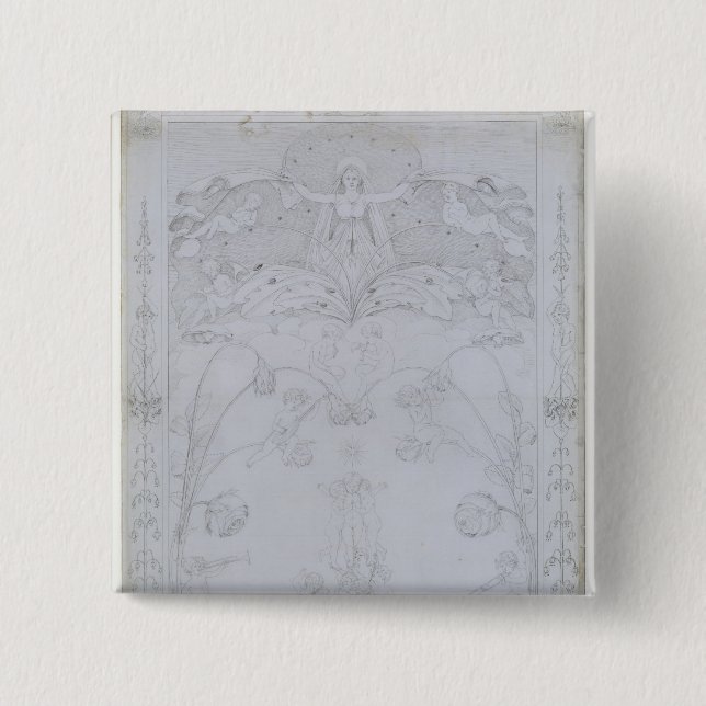 The Evening, 1803 2 Inch Square Button (Front)
