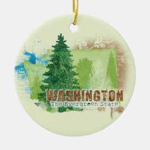 The Evergreen State Ceramic Ornament