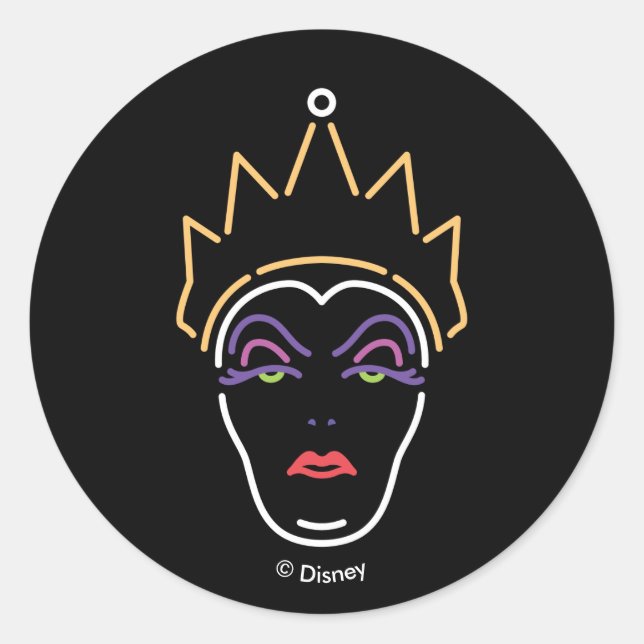 The Evil Queen | Neon Face Classic Round Sticker (Front)