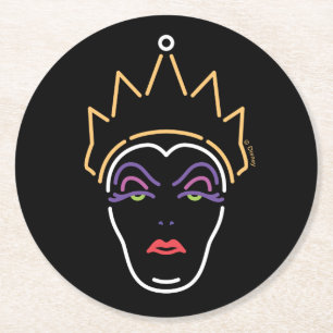 The Evil Queen Neon Face Round Paper Coaster