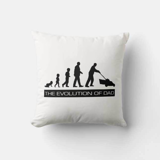 The Evolution of Dad Throw Pillow (Front)