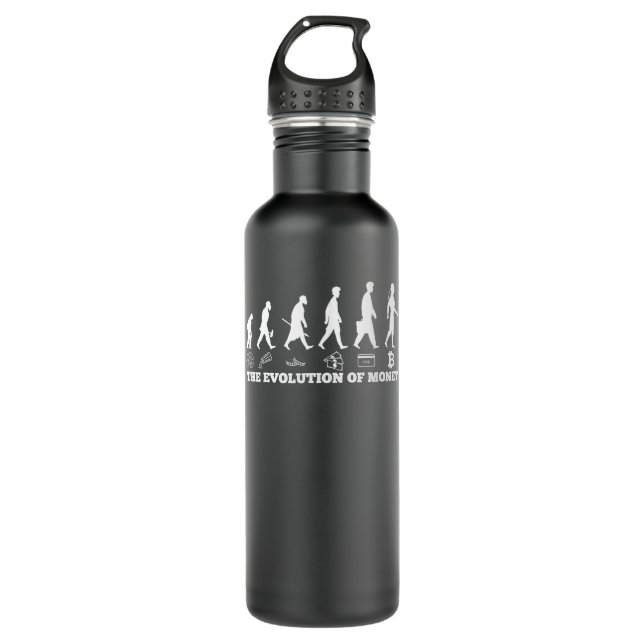 The Evolution Of Money Bitcoin Btc Crypto Cryptocu 710 Ml Water Bottle (Front)