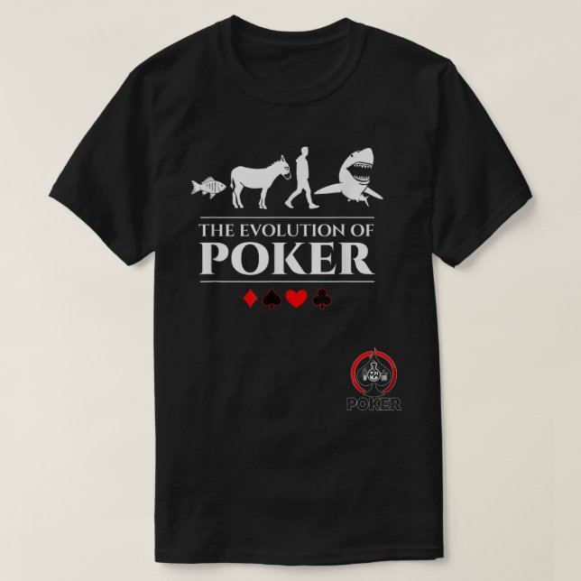 The Evolution of Poker Fish Donkey Man Card Shark  T-Shirt (Design Front)
