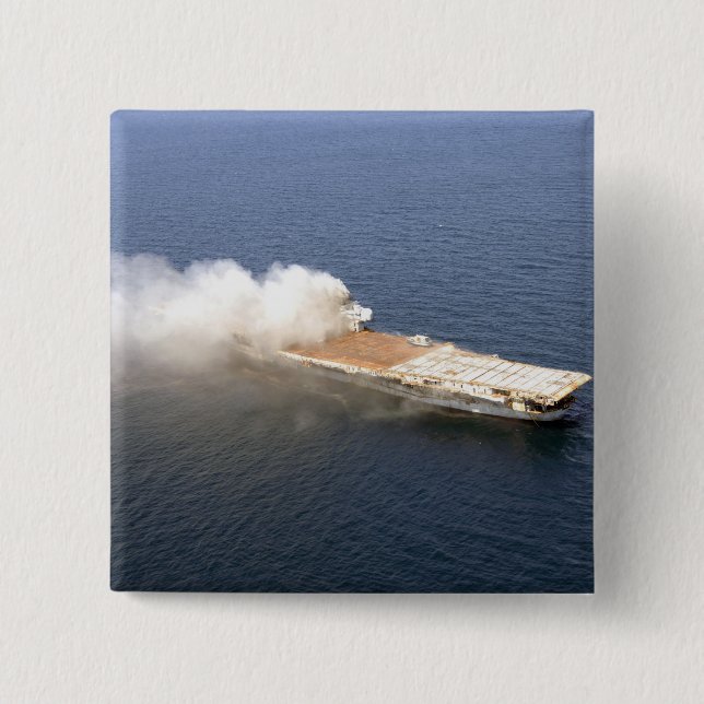 The ex-Oriskany, a decommissioned aircraft carr 2 Inch Square Button (Front)