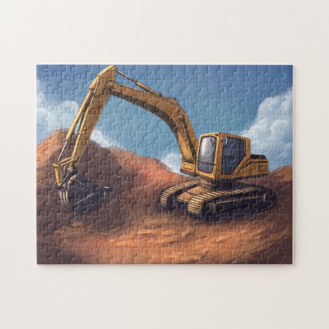 The excavator at daily work jigsaw puzzle (Horizontal)