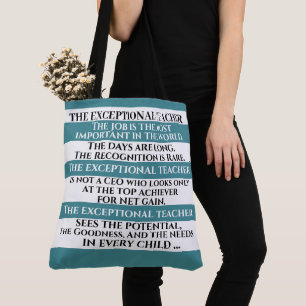 THE EXCEPTIONAL TEACHER - SEE BACK! TOTE BAG
