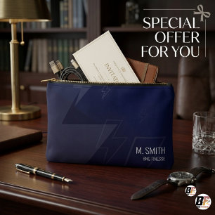 The Executive Modern Navy Lightning Custom Work Accessory Pouch