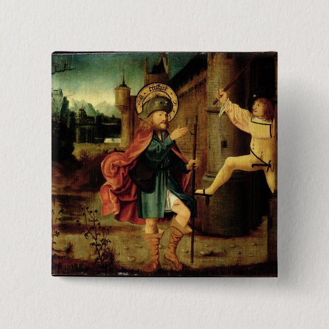 The Expulsion of Saint Roch from Rome 2 Inch Square Button (Front)