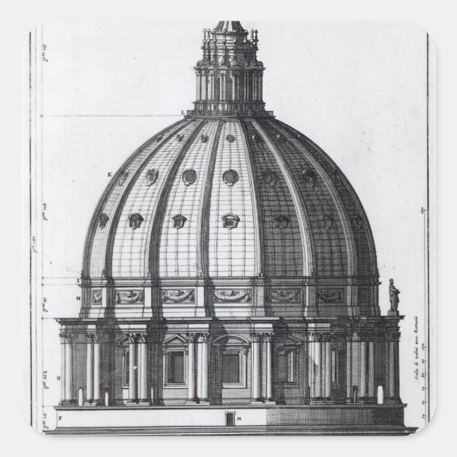 The exterior of the dome of St. Peter's, Rome Square Sticker (Front)
