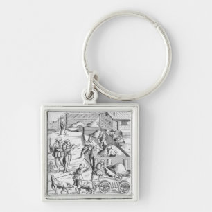 The extraction of metals, after a woodcut in 'Cosm Keychain